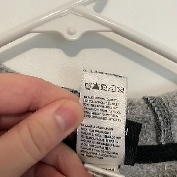 REEBOK Dark Gray Black Colorblock 3/4 Sleeve Pullover Hoodie Sweatshirt ALTERED - Picture 7 of 13